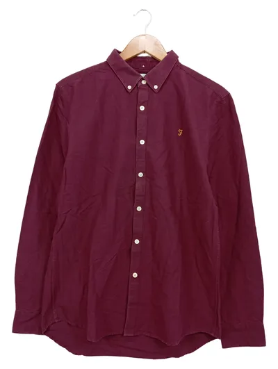Farah Herren Freizeithemd Gr. S Bordeaux Baumwolle Button-Down