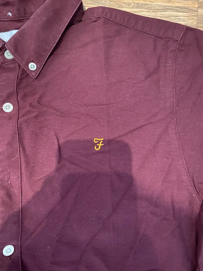 Farah Herren Freizeithemd Gr. S Bordeaux Baumwolle Button-Down 2