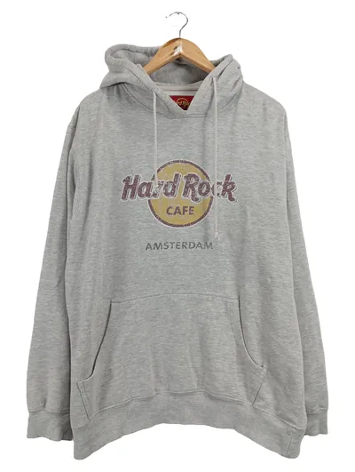 Hard Rock Cafe Kapuzenpullover Herren XL Grau Hoodie Amsterdam Casual