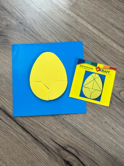 KRAFT Magisches Ei Puzzle Tangram Legespiel Holz Gelb Lernspiel Kinder
