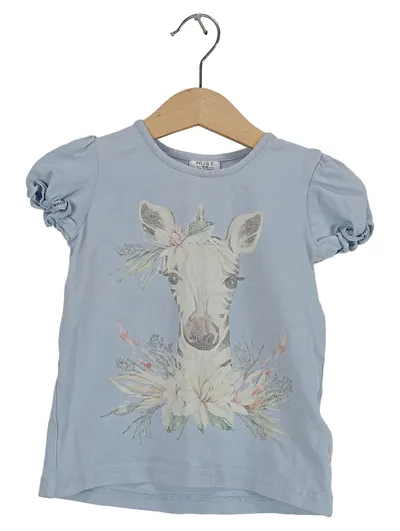 Hust & Claire Mädchen T-Shirt Zebra Blumen Gr. 86 Blau Baumwolle