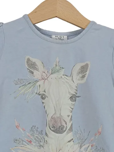 Hust & Claire Mädchen T-Shirt Zebra Blumen Gr. 86 Blau Baumwolle