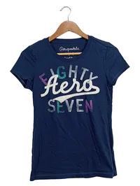 Aéropostale Damen T-Shirt Gr. 38;M Blau Casual Schriftzug 1