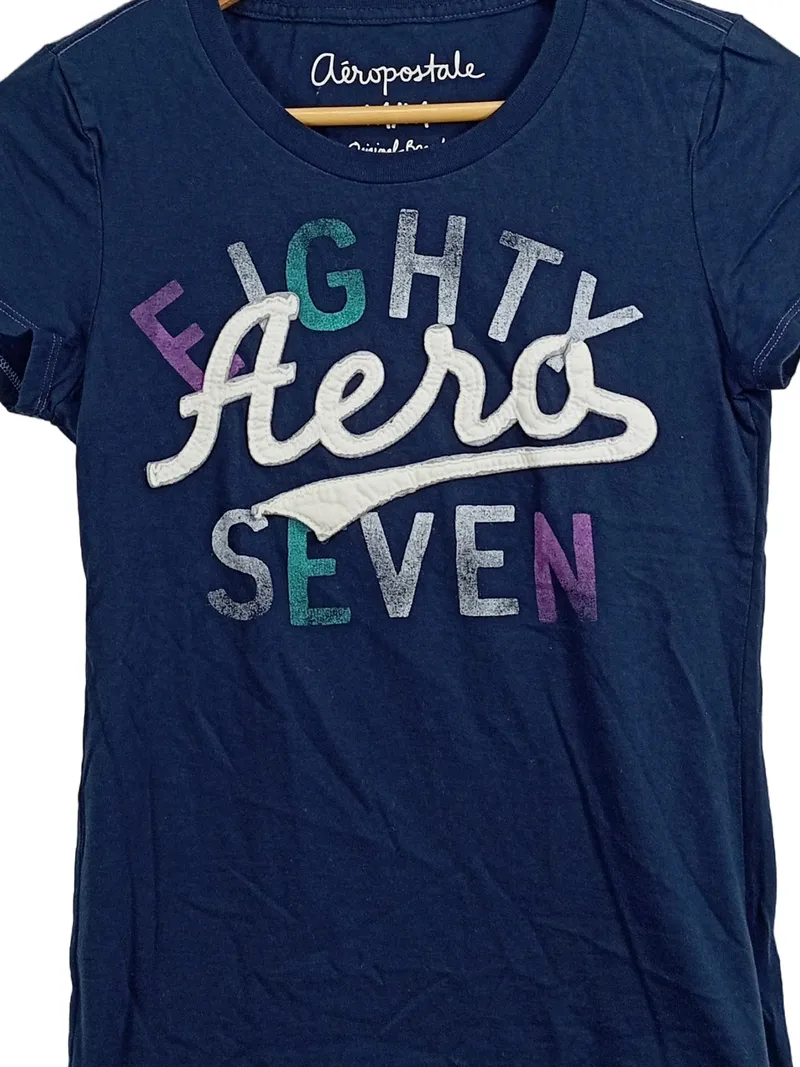 Aéropostale Damen T-Shirt Gr. 38;M Blau Casual Schriftzug 2