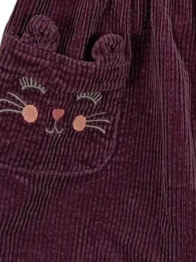 Lindex Mädchen Latzkleid Cord Katze Gr. 92 Lila Freizeit Herbst Winter