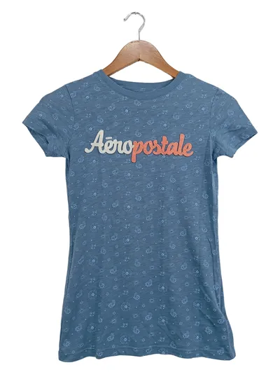 Aéropostale Damen T-Shirt Blau Paisley Gr. 34/XS Casual