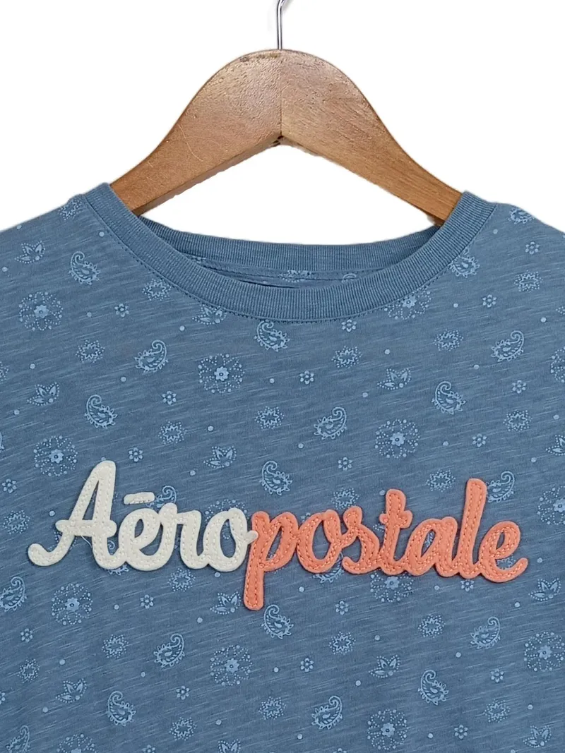 Aéropostale Damen T-Shirt Blau Paisley Gr. 34/XS Casual 3
