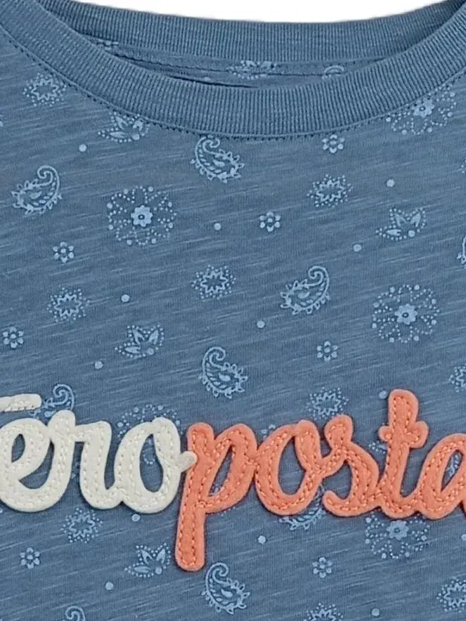 Aéropostale Damen T-Shirt Blau Paisley Gr. 34/XS Casual 4