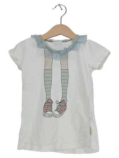 Hust & Claire T-Shirt Mädchen Gr. 92 Weiß Beine Print Rüschen