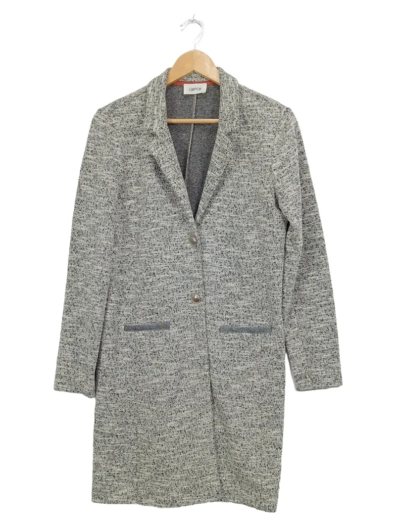 CARTOON Damen Blazer Jacke Gr. 38 Grau Meliert Baumwollmix Klassisch 1