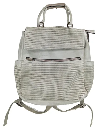 Chic & Pretty Damen Rucksack Grau Lochmuster Kunstleder 38x29cm