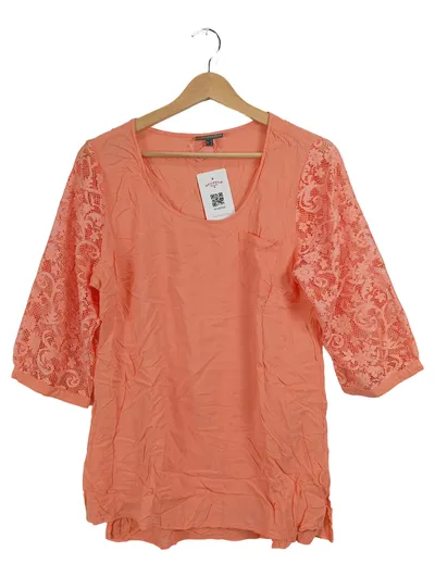 Street One Damen Bluse Gr. 40 Orange Spitzenärmel Viskose Tunika