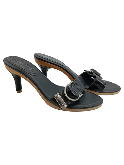 Nine West Damen Sandaletten Elegant Schwarz Leder Tierdruck Gr. 37 Party