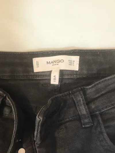 Mango Denim ISA Damen Jeans Schwarz Regular Fit Gr. 36 W28 Stretch