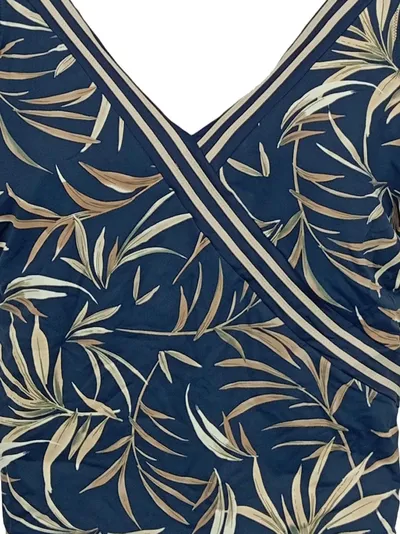 Schiesser Damen Badeanzug Blumenmuster Raffungen Träger Blau Gr. 42