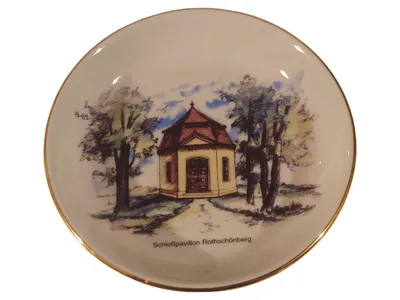 Freiberger Porzellan Sammelteller Schloßpavillon Rothschönberg Weiß 11cm