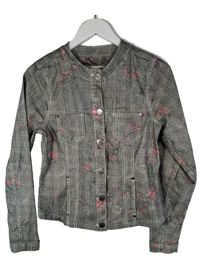Kenny S. Damen Leichte Jacke Gr. 36 Grau Kariert Blumenmuster