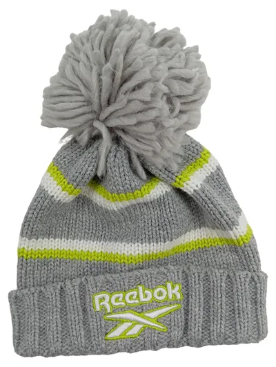 Reebok Mütze Bommel Grau Sportlich Damen Strickmütze Wintermütze
