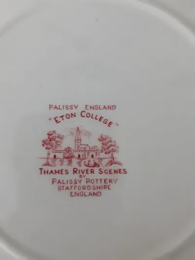 Palissy Pottery Vintage Kuchenplatte Eton College Thames River Scenes Blumen
