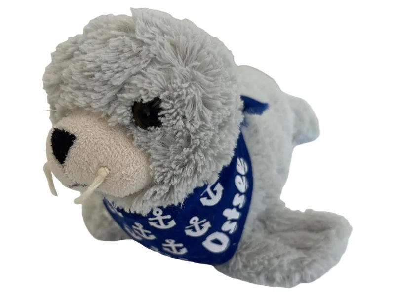 Dressler&Zimmerhackl Seehund Kuscheltier Ostsee Halstuch Grau 12cm 1