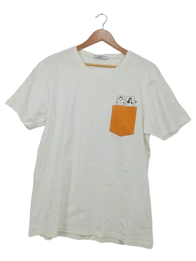 OLOW T-Shirt Herren XL Casual Weiß mit Grafik-Print und Tasche