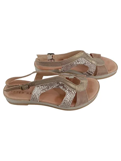 Peter Hahn Damen Sandaletten Gr. 39 Gold Komfortabel Riemchensandalen