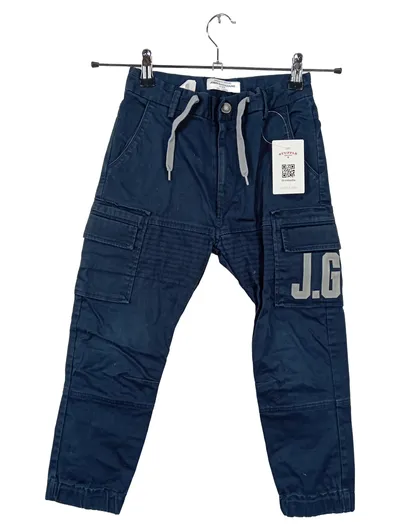 John Galliano Kinder Cargohose J.G. Gr. 128 Blau Baumwolle Jogger