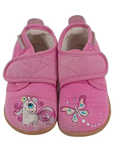 Giesswein Krabbelschuhe Mädchen Gr. 23 Einhorn Schmetterling Pink
