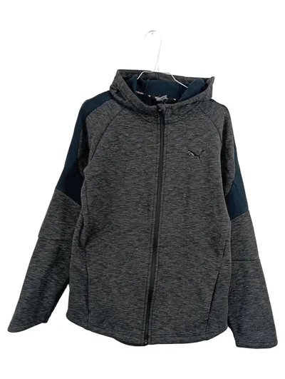 PUMA Trainingsjacke Kapuzenjacke Kinder Gr. 176 Grau Meliert Sportjacke