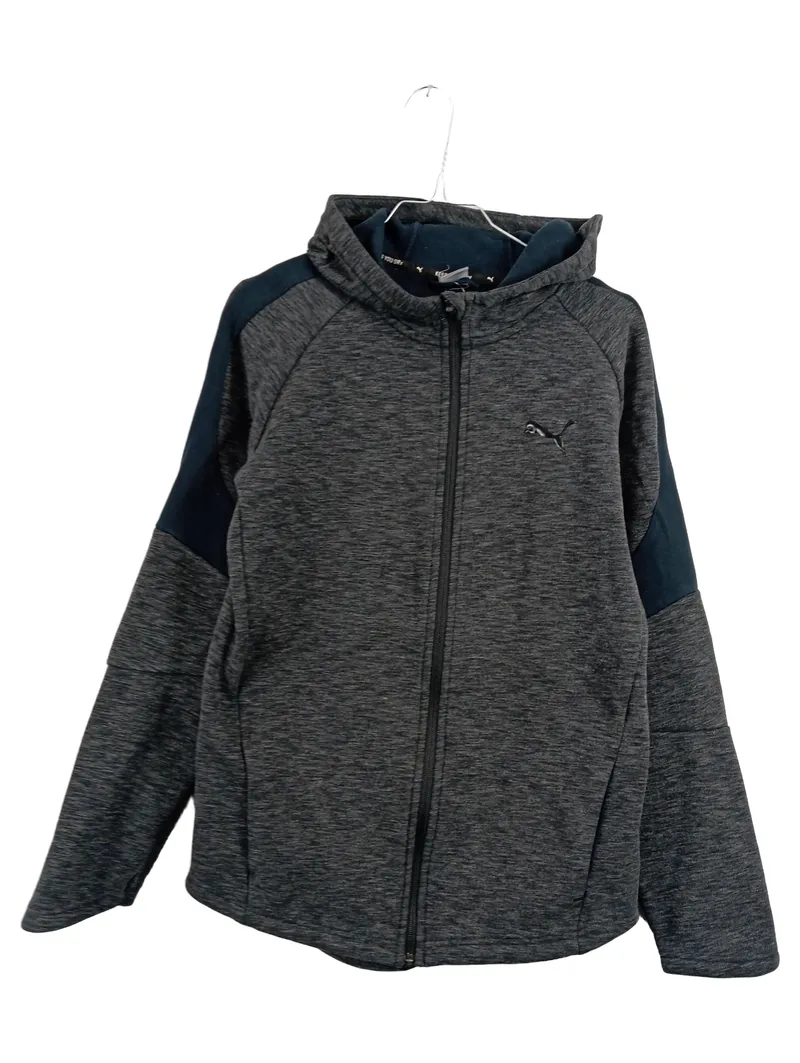 PUMA Trainingsjacke Kapuzenjacke Kinder Gr. 176 Grau Meliert Sportjacke 1