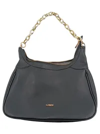 L.CREDI Damen Henkeltasche Schwarz Goldkette Elegant Kunstleder 1
