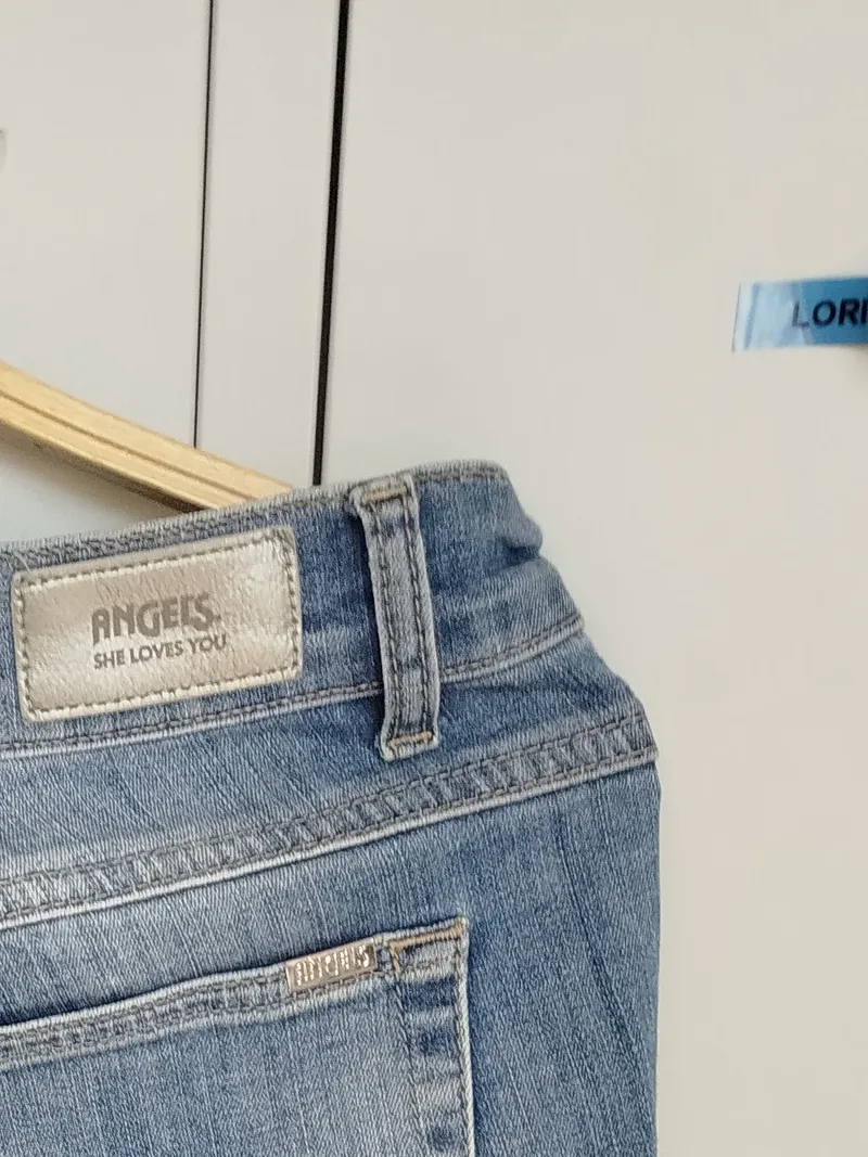 ANGELS Mom Jeans Damen Blau Gr. 38/M Casual Strass Cut-Outs 6