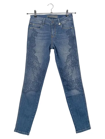 GUESS Damen Destroyed Jeans Blau Gr. 27 Spitzenmuster