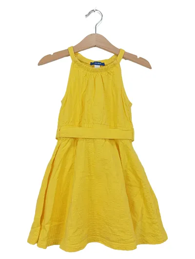 Okaidi Sommerkleid Mädchen Gelb Gr. 98 Baumwolle Strukturmuster Freizeit