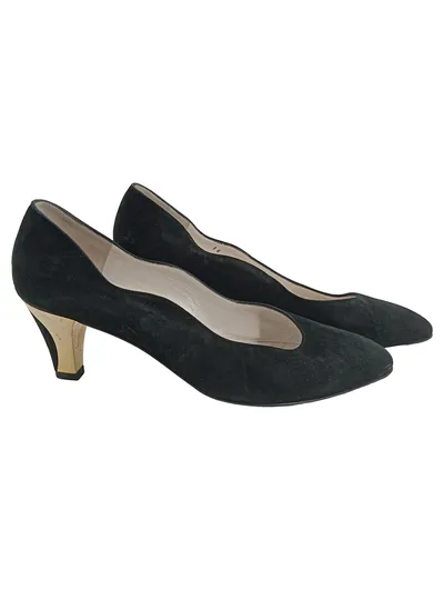 Bruno Magli Damen Pumps Gr. 38 Schwarz Elegant Wildleder