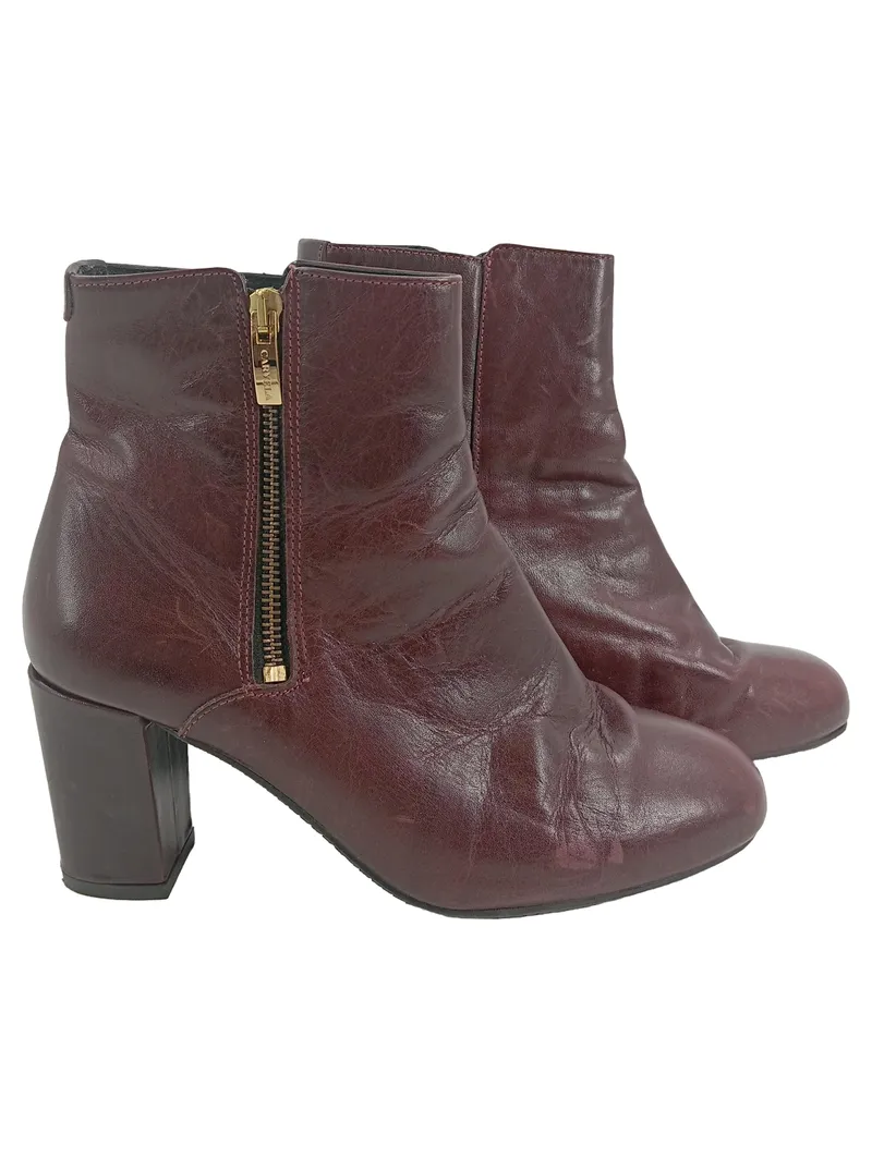 Carvela Damen Stiefelette Rot Gr. 39 Elegant Leder Reißverschluss Stiefel 1