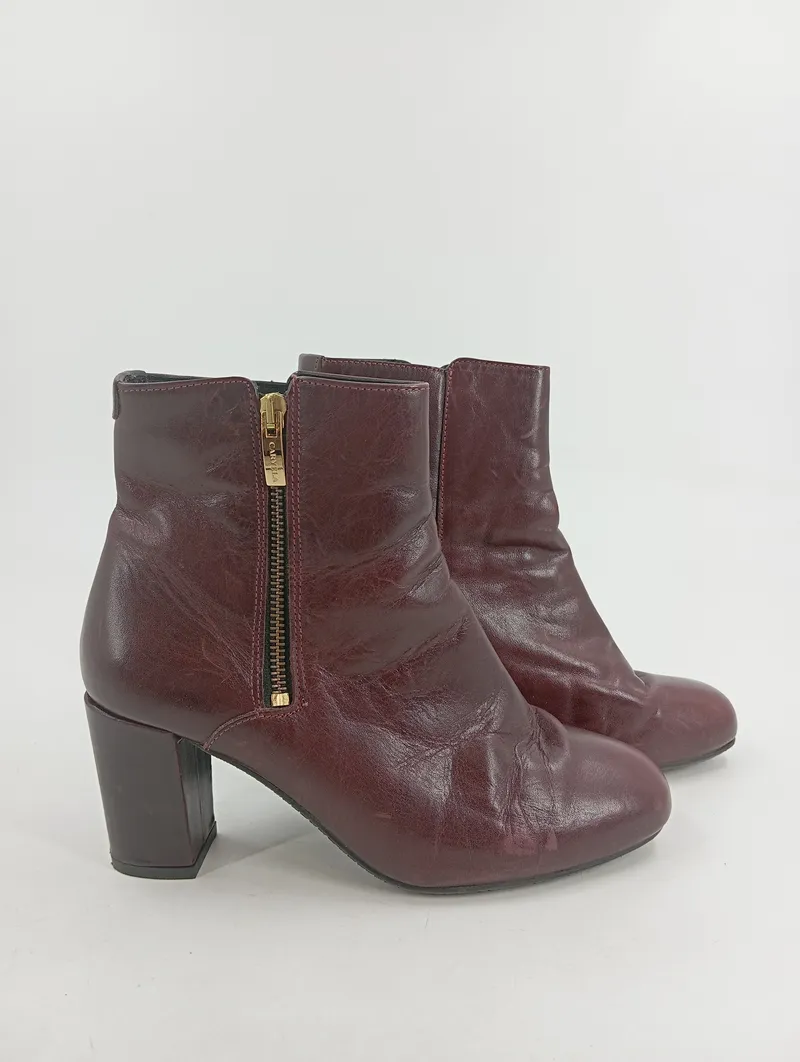 Carvela Damen Stiefelette Rot Gr. 39 Elegant Leder Reißverschluss Stiefel 2