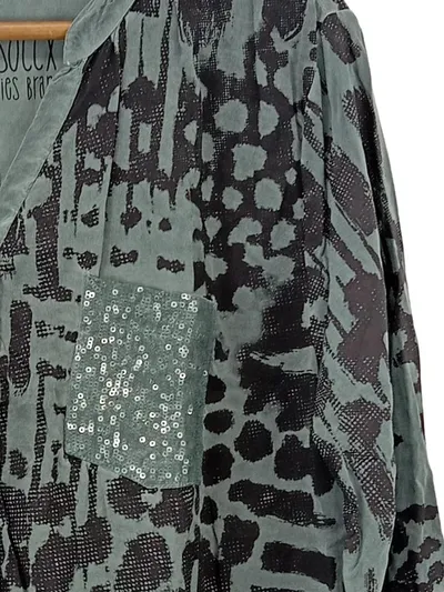 SOCCX Damen Hemdbluse Petrol Abstrakt Gr. 38/M Casual Modern