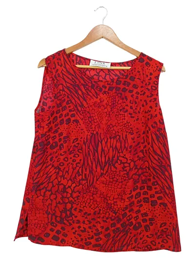 FINK Damen Top Ärmellos Rot Tiermotiv Freizeit Gr. 40 L Modern