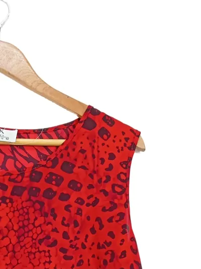 FINK Damen Top Ärmellos Rot Tiermotiv Freizeit Gr. 40 L Modern