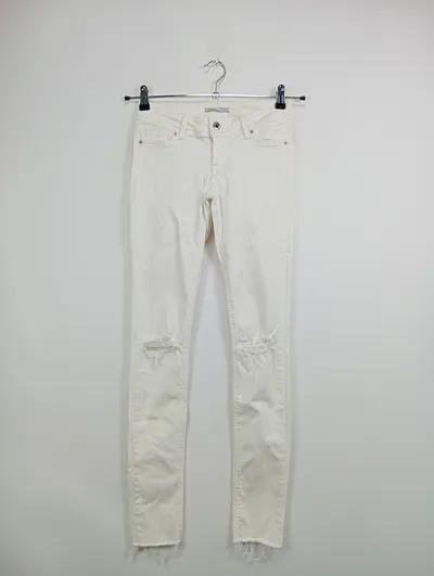 MEXX Damen Destroyed Jeans Hose weiß Gr. 26 Skinny Fit Modern