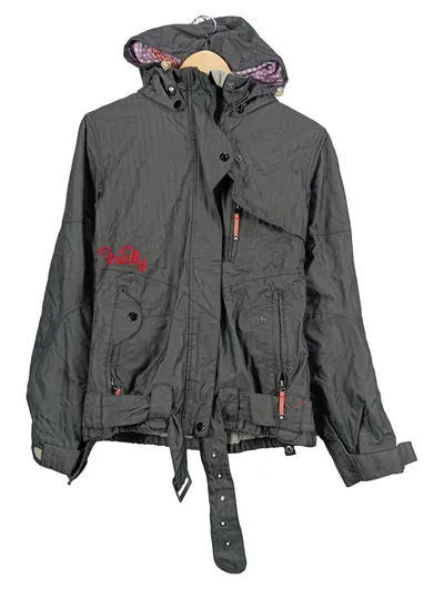 Firefly Damen Leichte Jacke Gr. 38 Grau Sportlich mit Kapuze Logo
