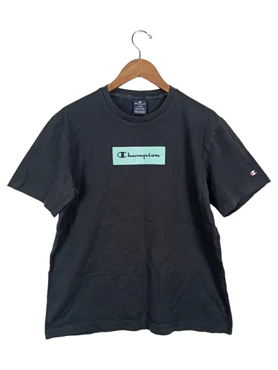 Champion Herren T-Shirt Gr. L Schwarz Casual Logo-Print