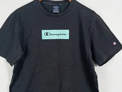 Champion Herren T-Shirt Gr. L Schwarz Casual Logo-Print