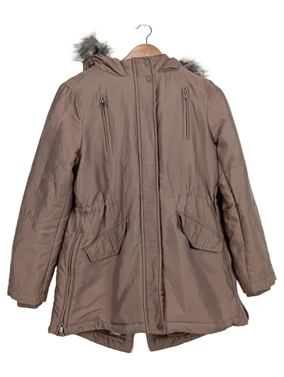Maison de Nimes Damen Parka Gr. 40/L Braun Outdoor Kapuze Fellbesatz