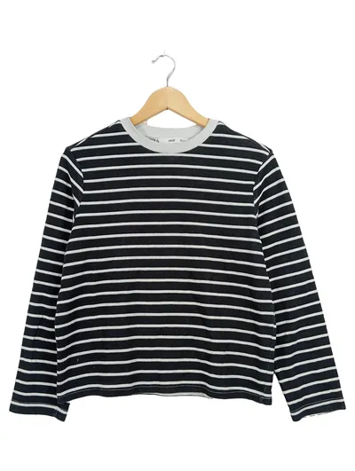 MNG Damen Gestreiftes Langarmshirt Schwarz Weiß Gr. 34/XS Casual