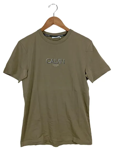 Calvin Klein Herren T-Shirt Oliv Gr. S Casual Logo-Print