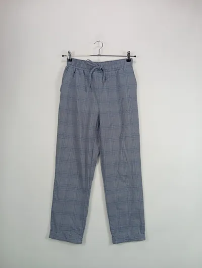 Caché Caché Damen Stoffhose Gr. 38 Blau Kariert Casual mit Kordelzug