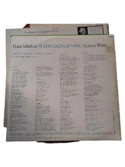 Franz Schubert Schwanengesang Vinyl LP Odeon Fischer-Dieskau Gerald Moore