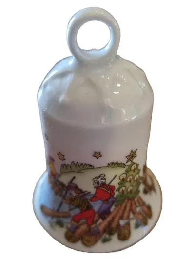 Hutschenreuther Flößerland Weihnachtsglocke 1998 Porzellan Glocke Weiß